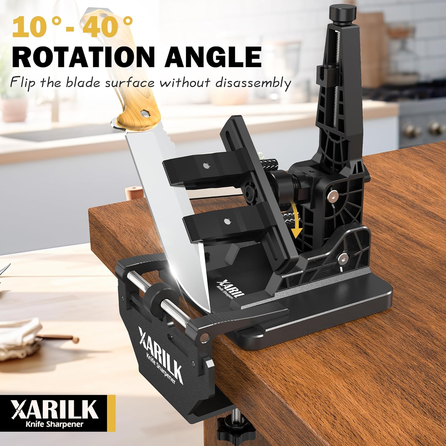 Upgraded Folding Knife Sharpener XAR-FS1, Adjustable Angle System with 240–2000 Grit Diamond Stones for Pocket, Hunting, Kitchen & Serrated Knives (4-Stone Set)