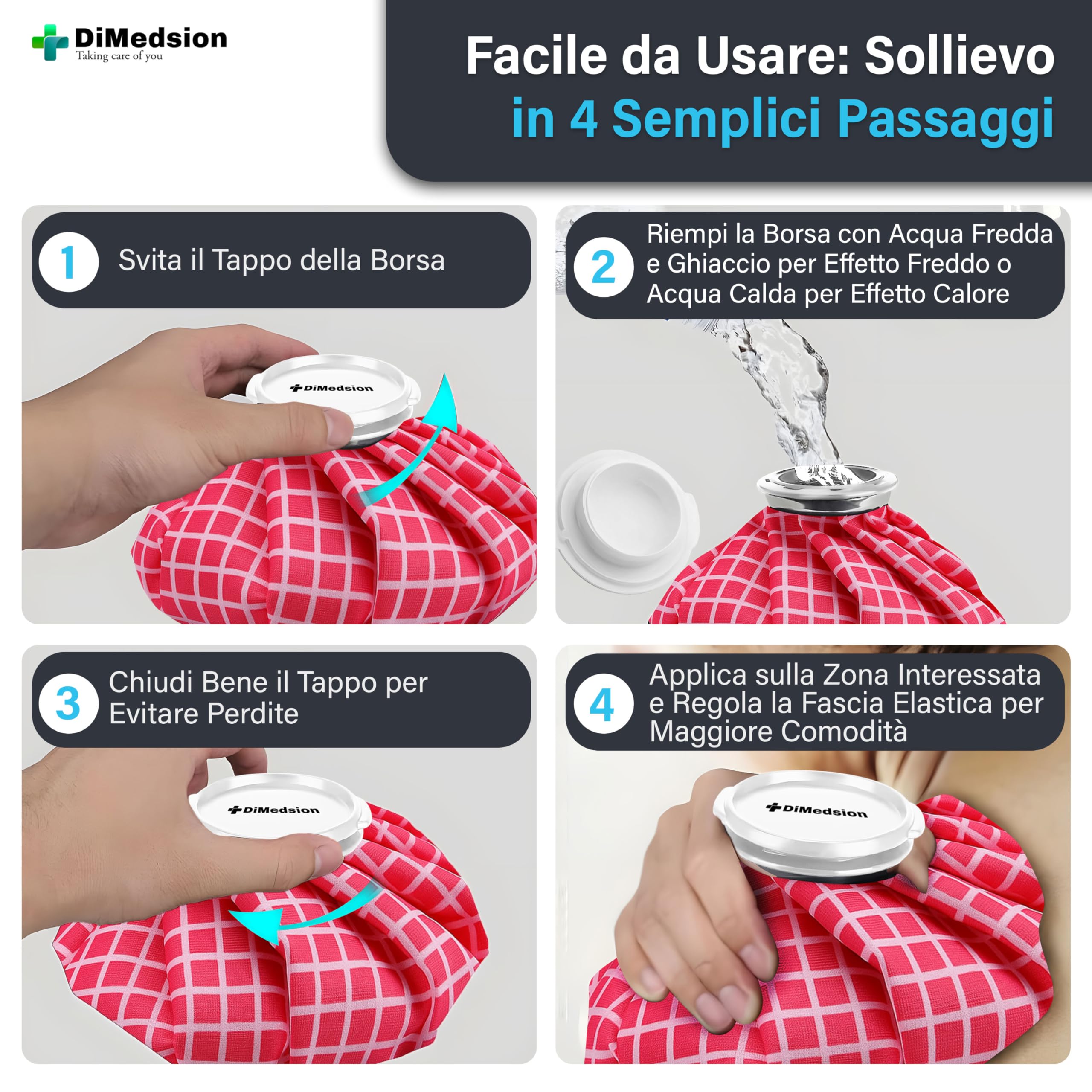 Borsa Ghiaccio Per Ginocchio Con Cinturino, Borsa Del Ghiaccio Nera, Sacca Ghiaccio Per Infortunio, Borsa Di Ghiaccio (Rosa)
