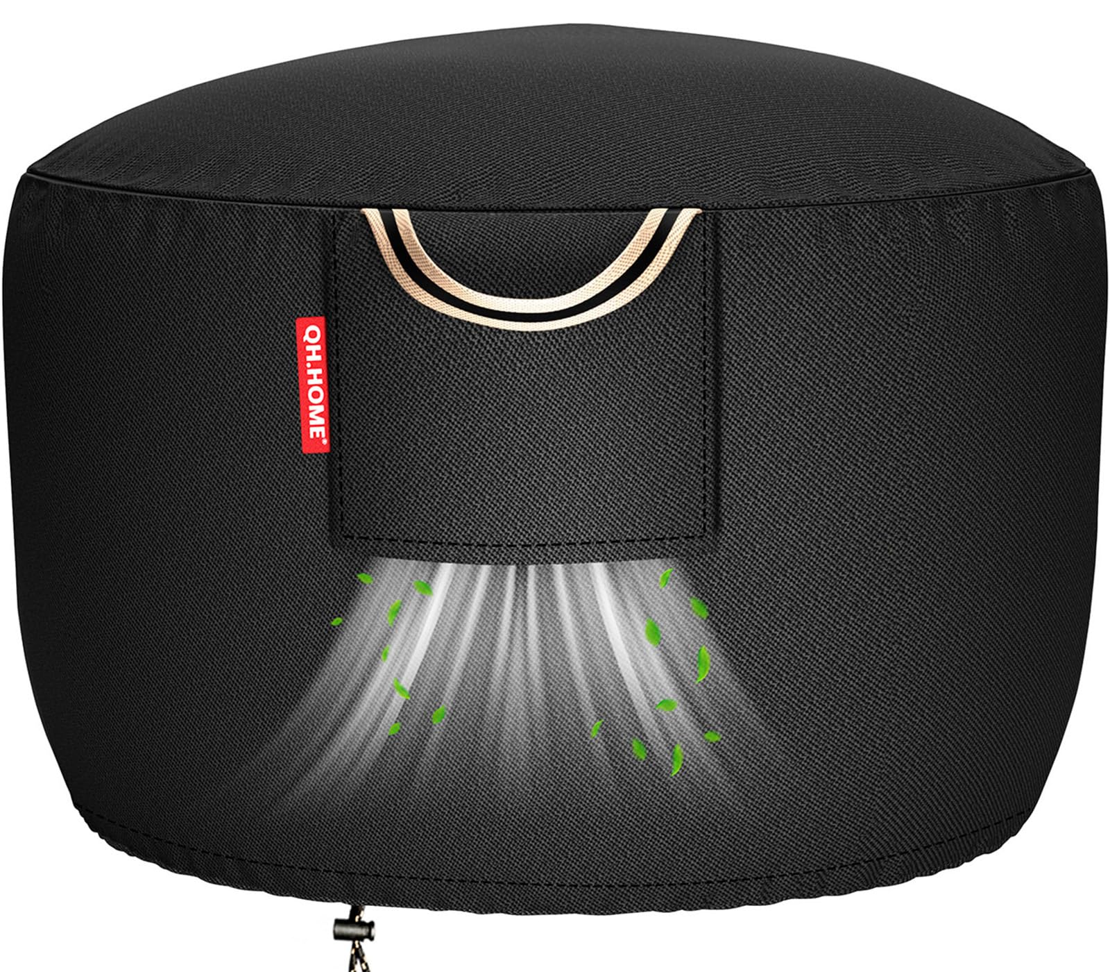 Photo 1 of [2026 Upgraded Fabric] Fire Pit Cover Round for 33''-36''D Fire Pit, Heavy Duty Waterproof Patio Fire Bowl /Table Cover with Air Vent, Handle & Tightening Drawstring, 36"Dia x 20"H -Black