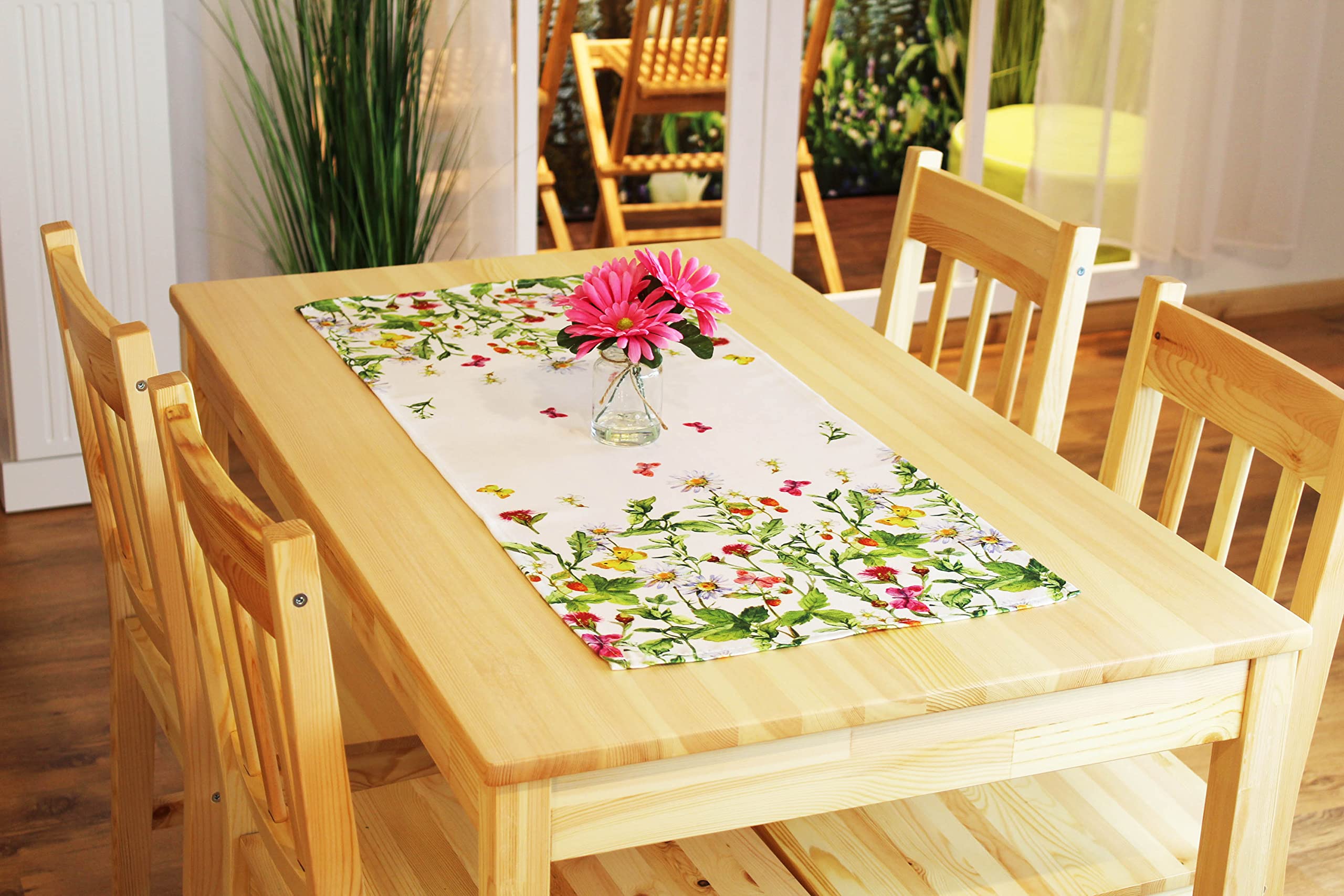 Kamaca Series Meadow Flowers and Butterflies High-Quality Print Motif with Flowers An Eyecatcher in Spring Summer (Table Runner 40 x 90 cm) - Image 4