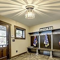 Vista 6 de YYJLX - Lámpara de techo moderna de montaje semiempotrada E26, mini lámpara de techo de araña de cristal cromada, lámpara de techo pequeña