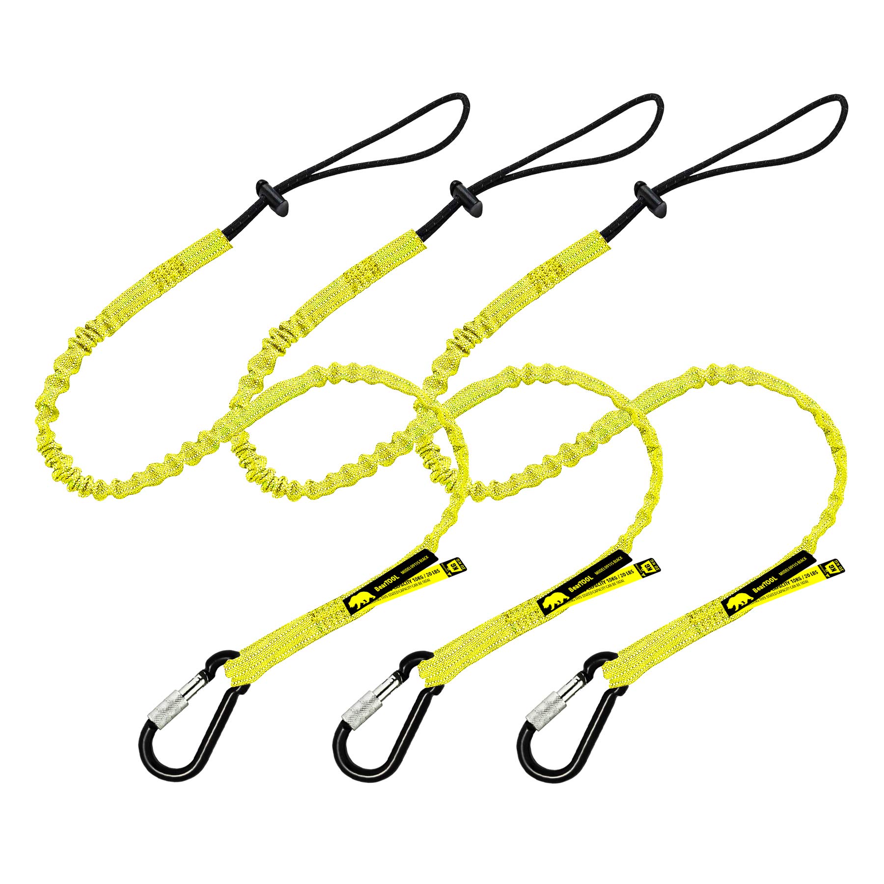 BearTOOLS Longe Outil avec Sangle à Boucle – Cordon Élastique & Mousqueton à Vis Résistant – pour Travail en Hauteur, Construction