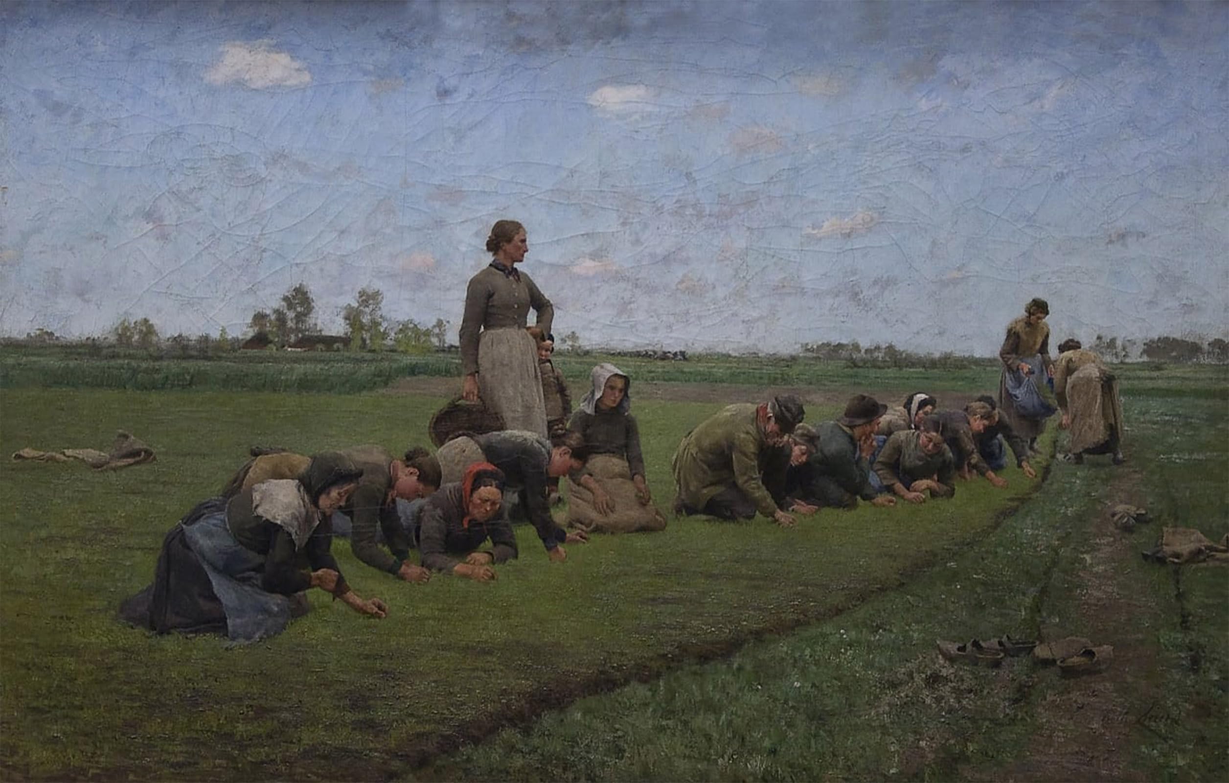ARTXLXXBN Famous Painting Art Wall Decor Abstract Art Picture Vlaswieden in Vlaanderenn by Emile Claus Animal Pictures for Home Decor 60x90cm