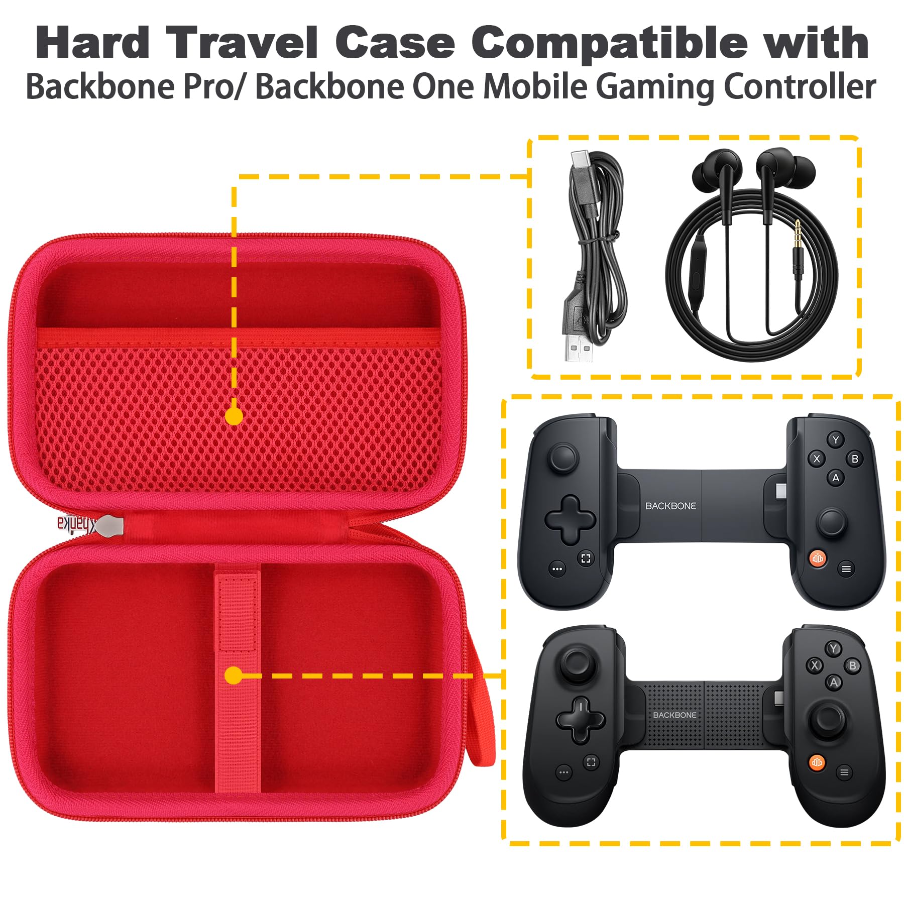 khanka Étui pour manette de jeu mobile Backbone Pro/Backbone One, étui de transport compatible avec manette de jeu mobile Backbone Pro/Backbone One, étui uniquement (rouge)
