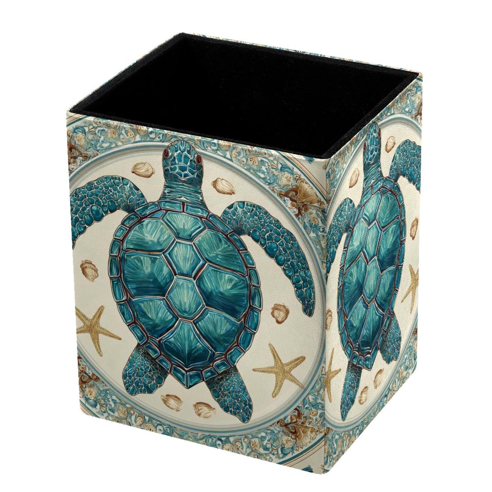 VAPOKF Pencil Holders for Desk, Sea ​​Turtle Printed Pen Holders Pen Pot Makeup Brushes Storage Desktop Stationery Supplies Organiser for Home Office