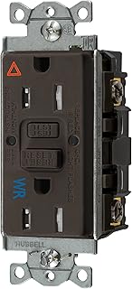 Bryant Electric GFTWRST15IG 15 Amp 125V Commercial/Residential Self Test Weather Resistant Tamper-Resistant Duplex GFCI Receptacle, Brown