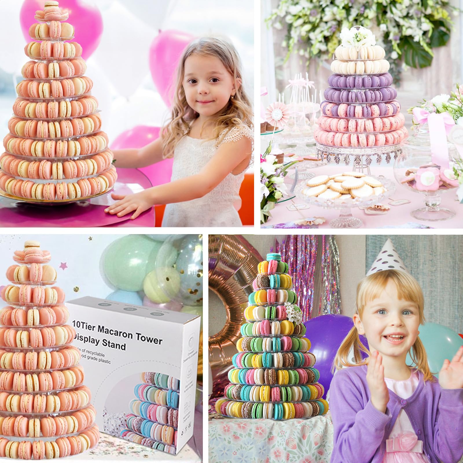 Snapklik.com : 10 Tier Macaron Tower, Round Plastic Macaroon Tower ...