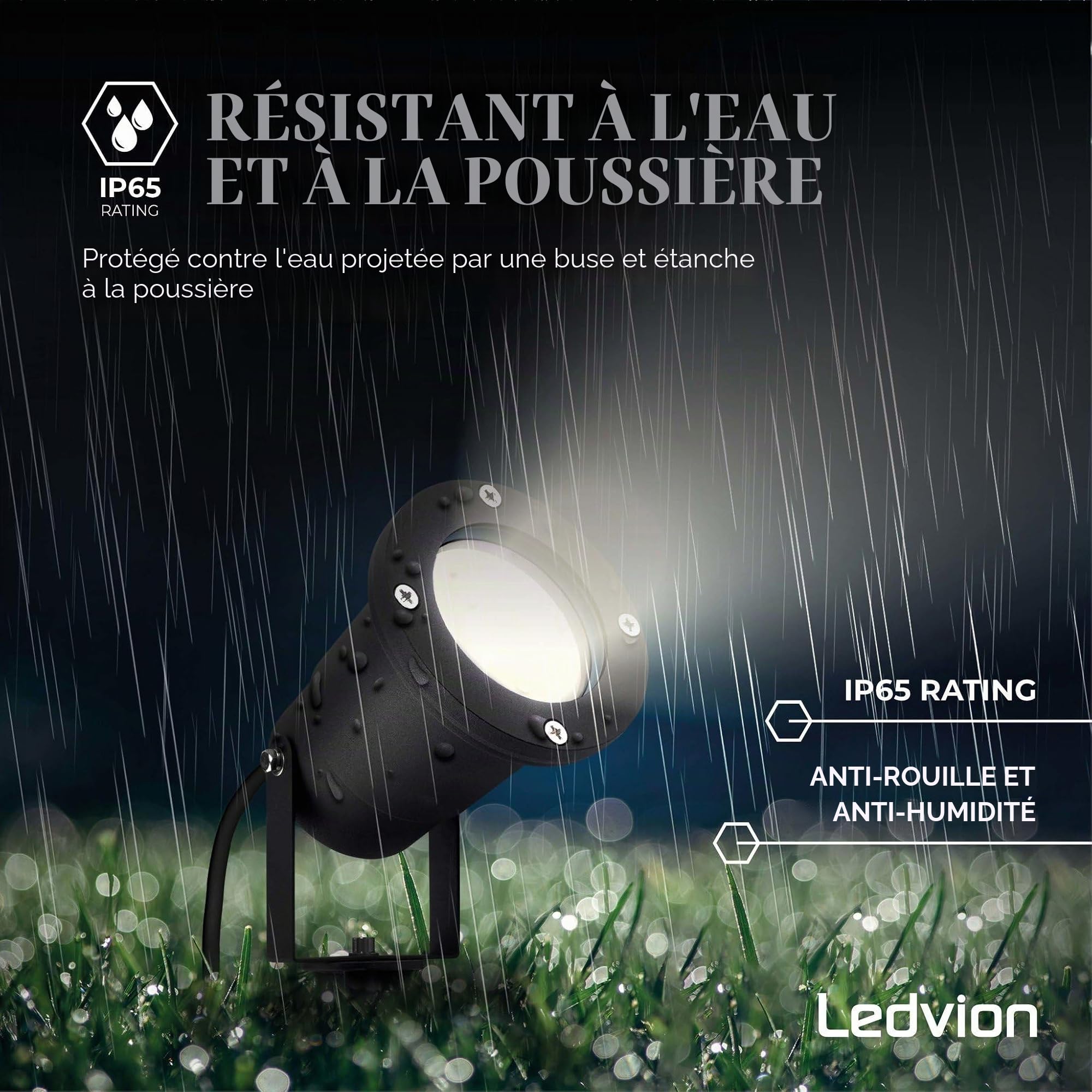 Ledvion Lot de 9 LED Extérieur Spot IP65 3W 4000K GU10 dimmable piquet | Pour jardin terrasse allee entree massifs et eclairage exterieur decoratif