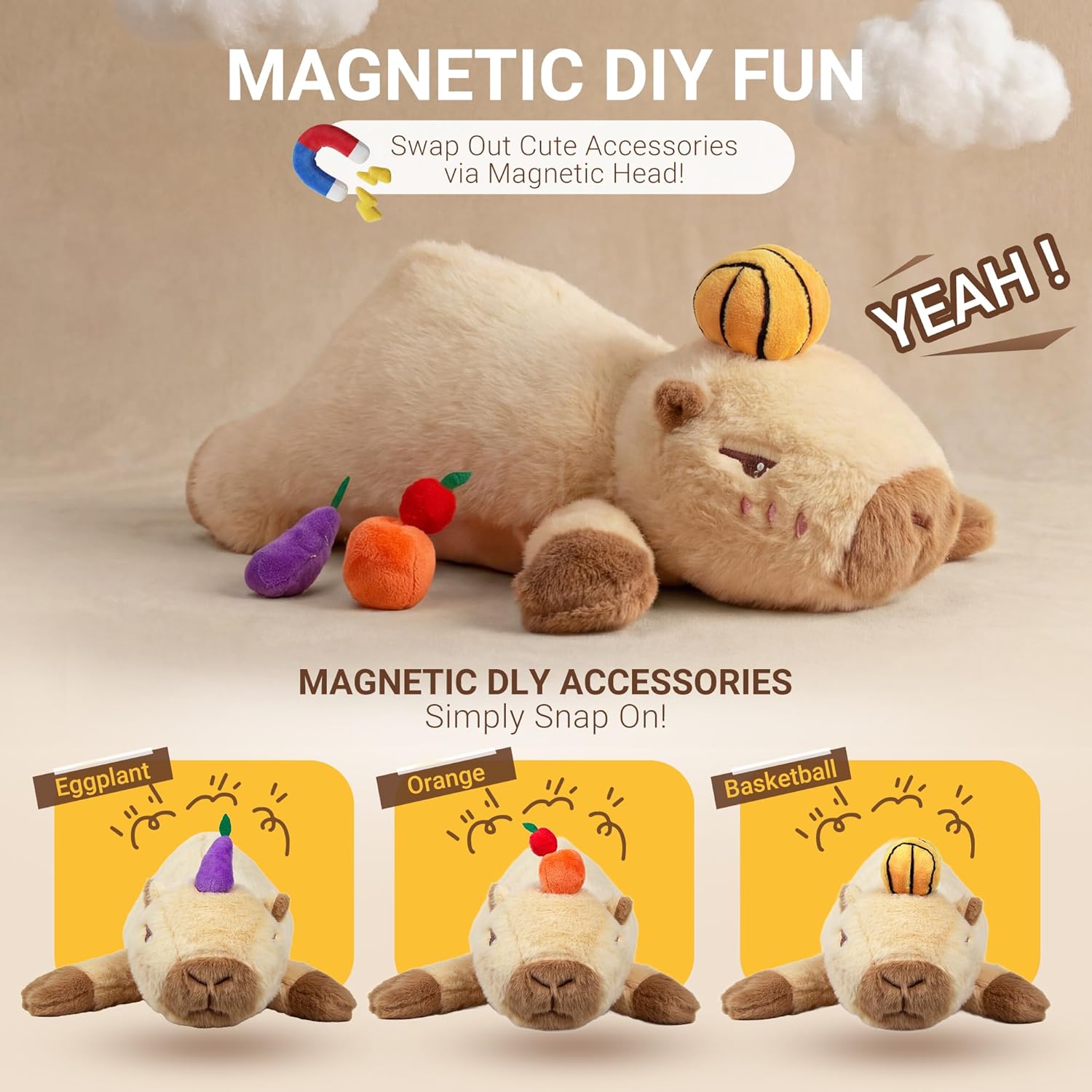 Capybara Heating Pad for Period Cramps,Menstrual Pain Relief,Cute Stuffed Animal Electric Heating Pad Plush,USB Powered Heated Plush Toy,Portable Warm Cushion Gift for Women Teen Girls Christmas,Brown