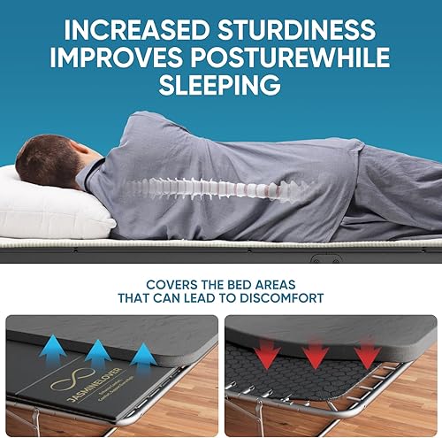 Miniatura 8 de Bunkie Board Queen - Tablas de cama de madera reforzada resistente para debajo del colchón, tablero de soporte universal para sofá cama con diseño