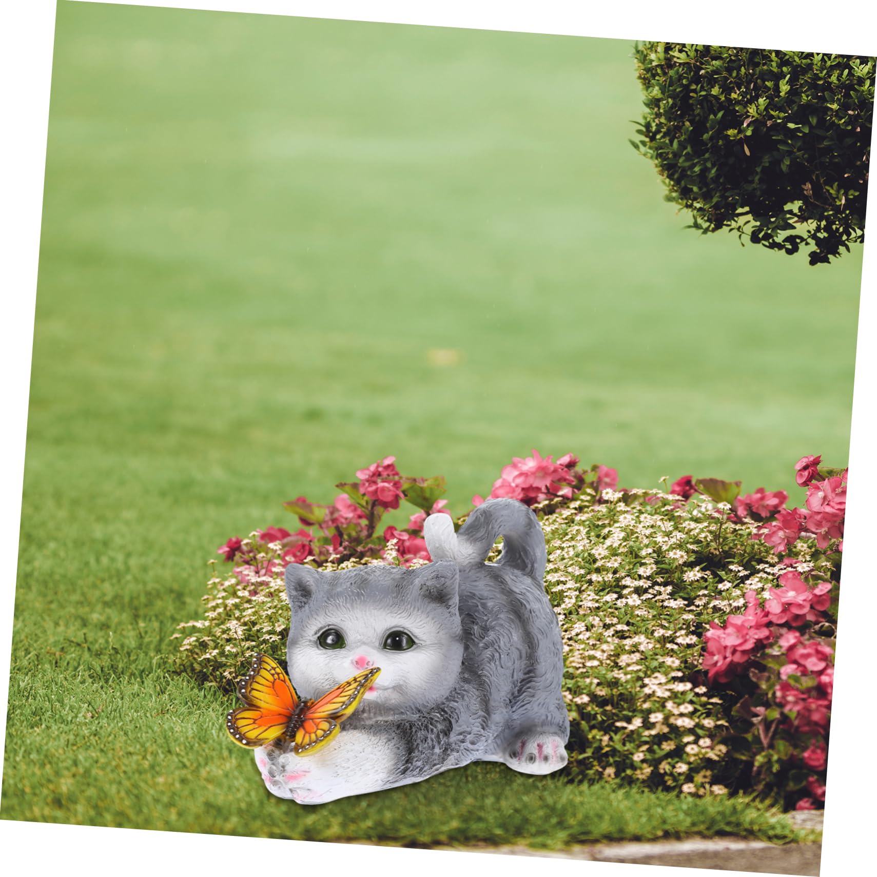 Happyyami Realistische Katzenstatue aus Kunstharz mit Dekorativem und Praktischem Design Einzigartige Gartendekoration für Lehrer und Sammler im Außenbereich