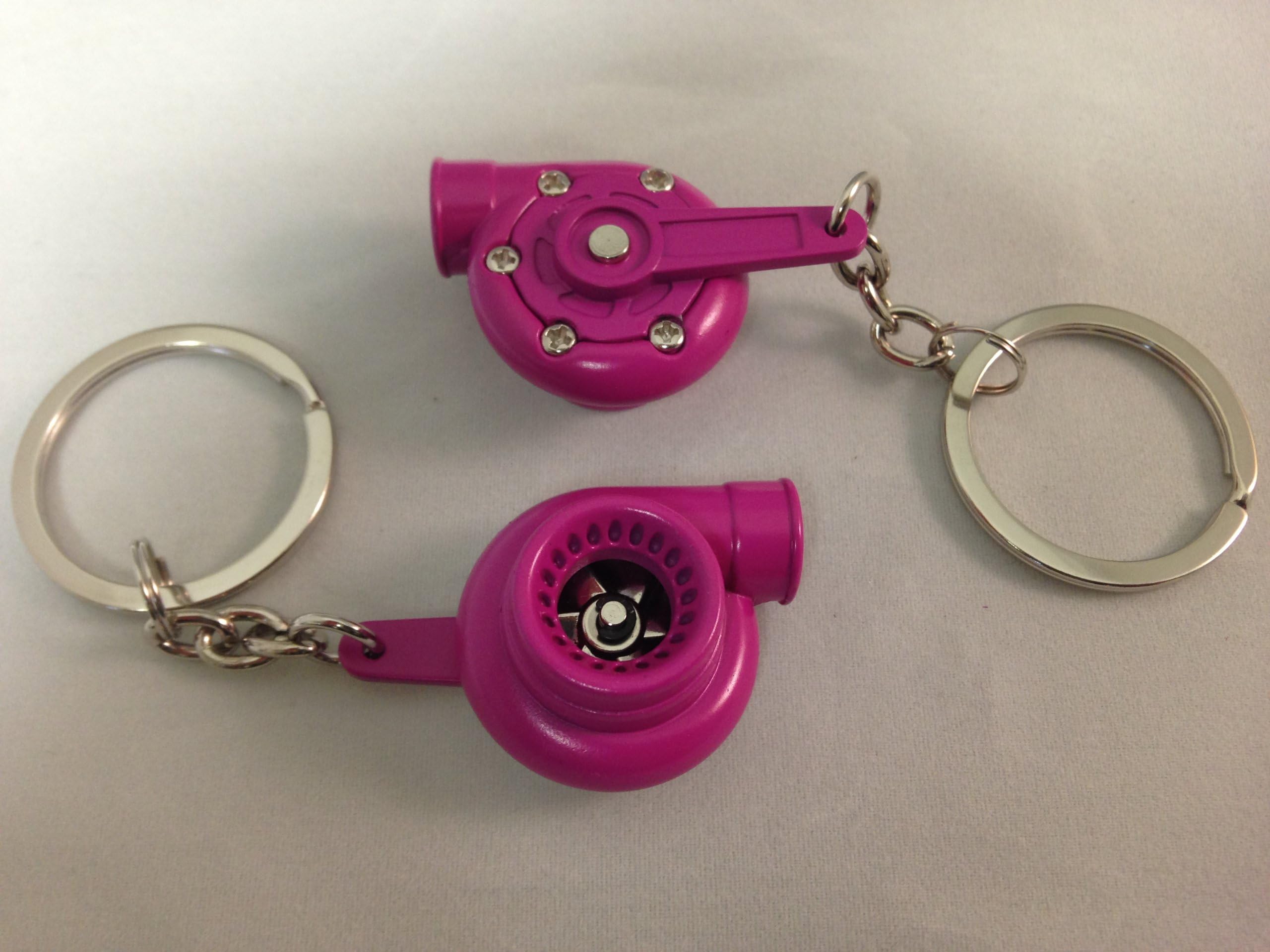 Spinning Turbo Turbocharger Keychain Pink