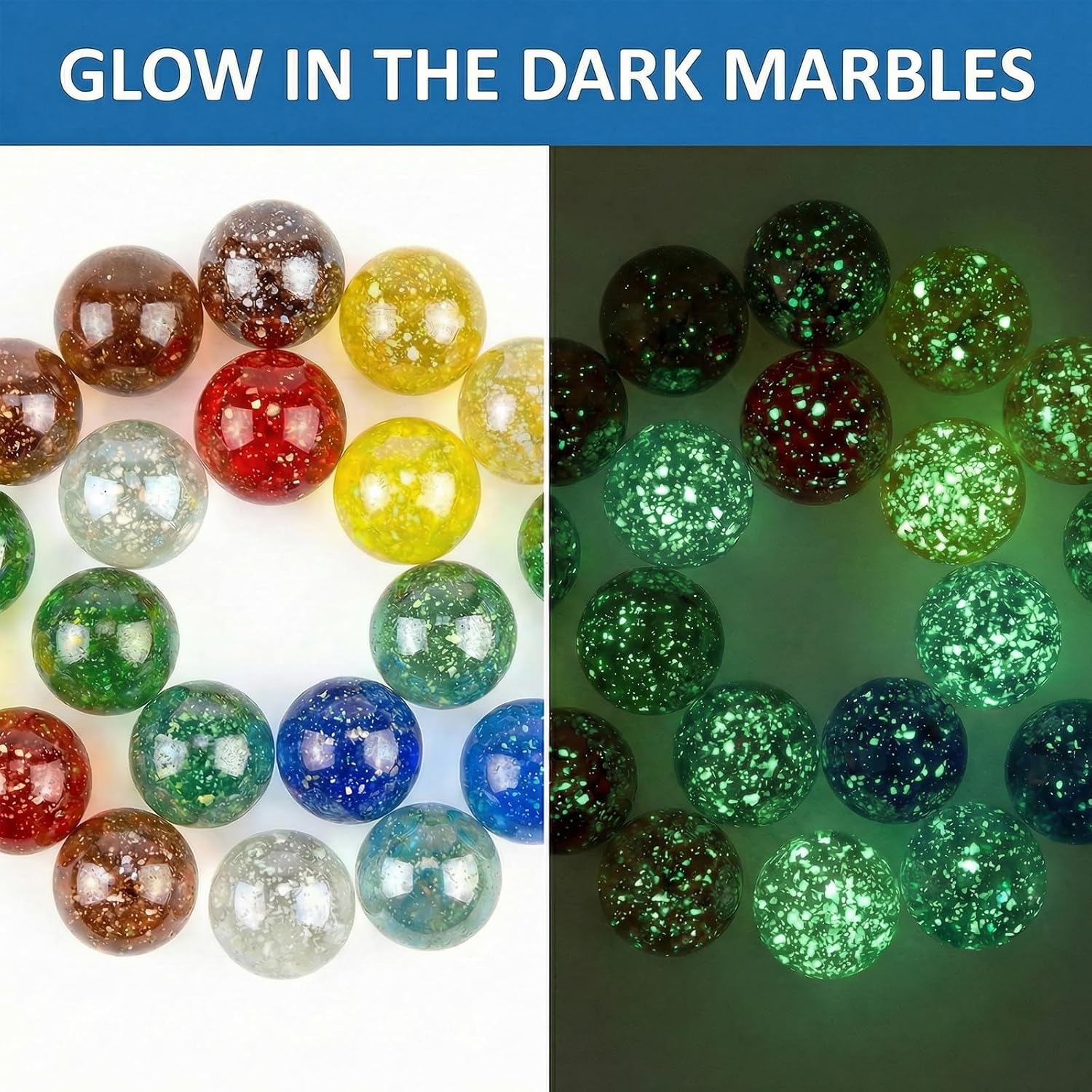 110 Pcs Colorful Glass Marbles Glowing Glass Marbles Glow in The Dark Multi-Color Luminous for Home Decor Marble Games and DIY(0.47 Inch)
