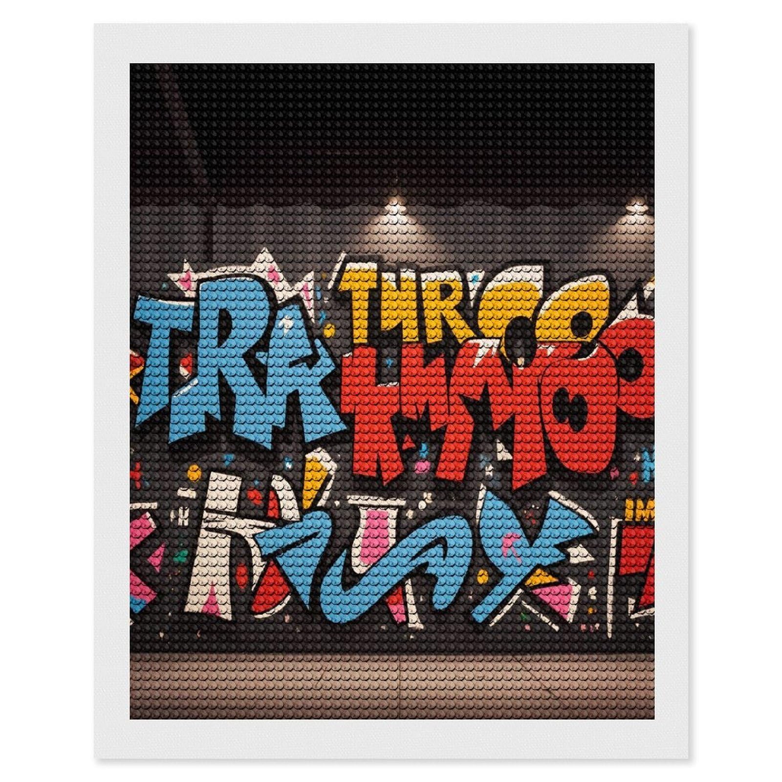 FekiLoot Graffiti Hip Hop Diamond Art Kits for Adults Diamond Painting Kits for Beginners DIY Diamond Art Kits Round Full Drill Diamond Dot Gem Painting for Home Wall Decor Gift 16"x20"