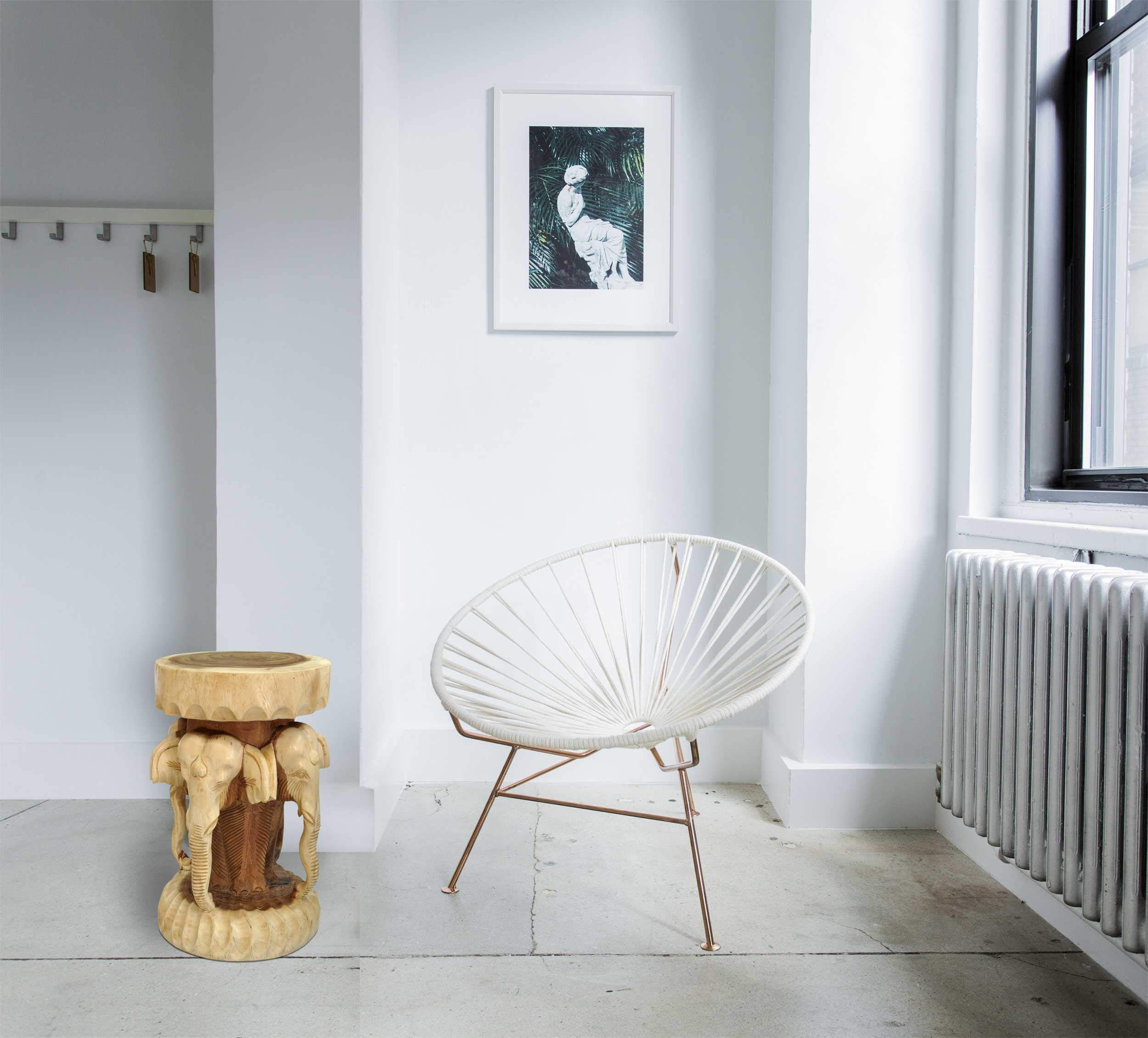 Wilai Tavolino da caffè in Legno massello (al.50/Ø30 cm) Colonna Decorazione Fatta a Mano in Un Unico Pezzo, piedistallo, portalampada o Fiori (13402)