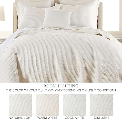 Miniatura 4 de Levtex Home - Juego de colcha de punto de cruz color crema - Colcha acolchada King y dos fundas de almohada King - Patrón de punto de cruz - Colcha