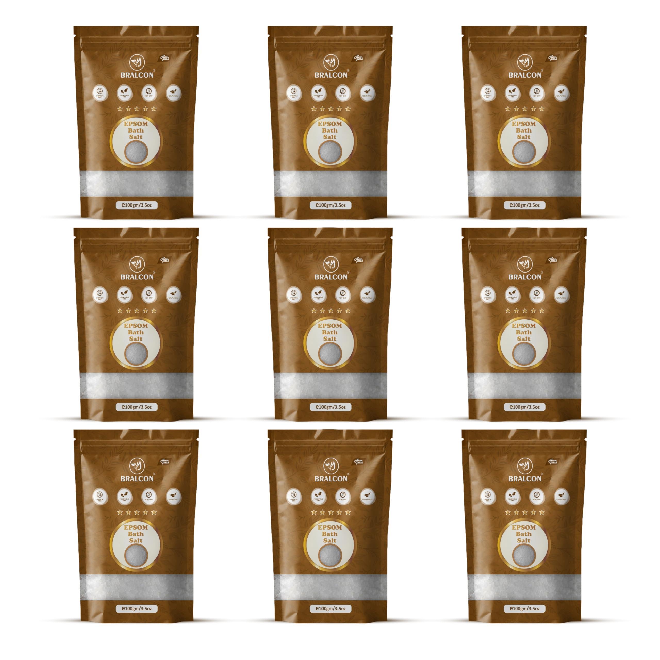 Epsom Bath Salt - 9 x 100gm = 900gm Pure Natural Mineral Crystals for Refreshing Bath Soak, Relaxation and Wellness-picture-32