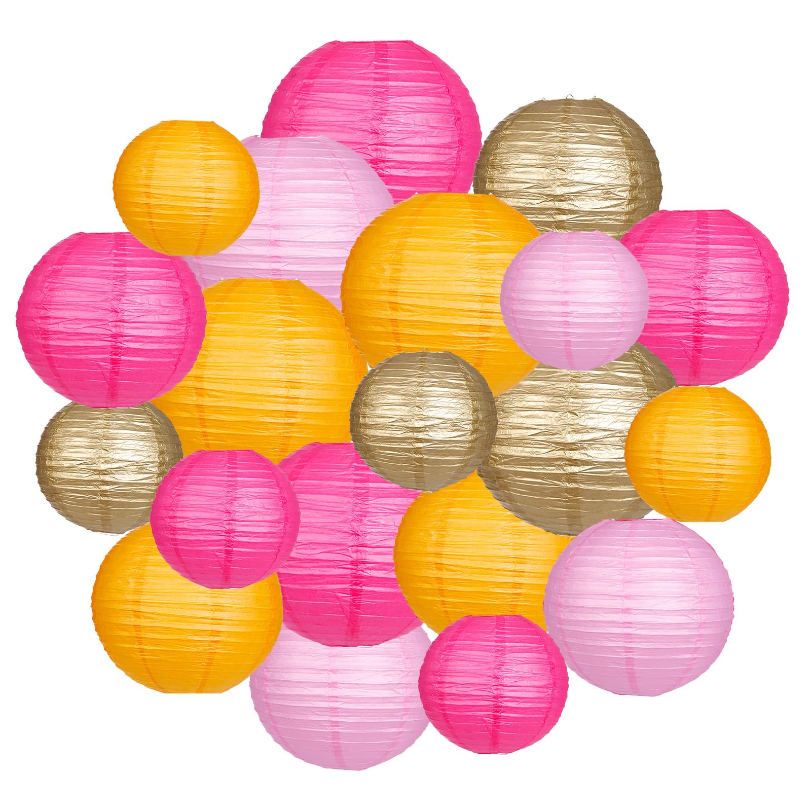 Paper Lanterns Party Decorations, Hanging Round Chinese Lanterns for Graduation Baby Shower Birthday Decorations Pack of 20 Pink Orange