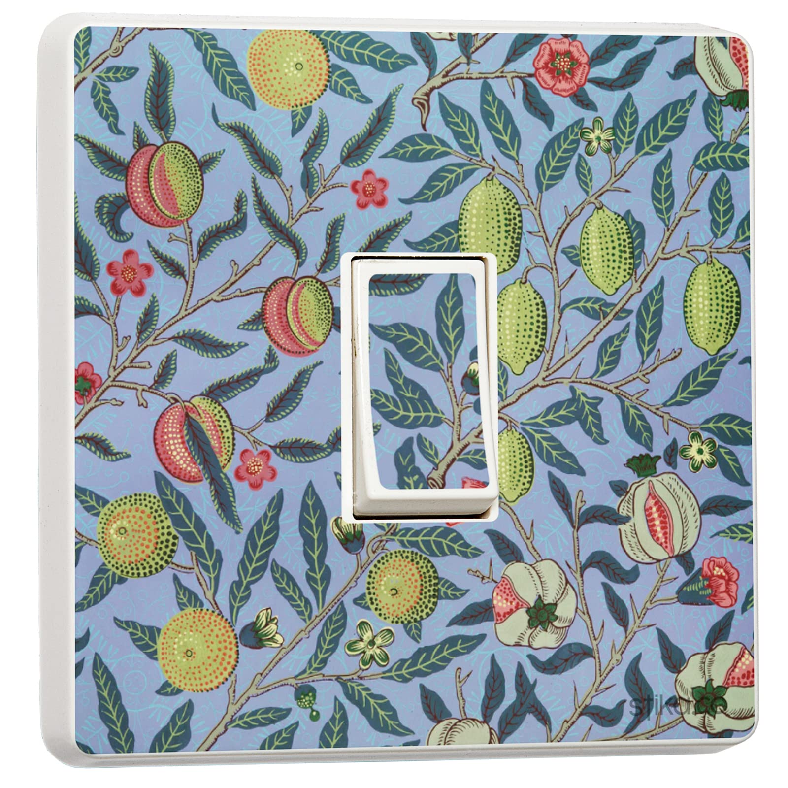 stika.co Set of 2 William Morris Art Print - Pomegranate Fruit Pattern Light Switch Cover Vinyl Stickers - Perfect for Single Switches