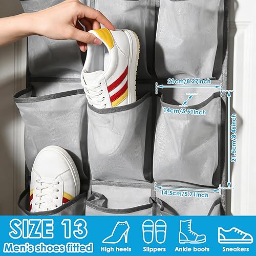Miniatura 3 de Organizador de zapatos colgante de 30 piezas, 30 bolsillos grandes, estantes de almacenamiento de armario colgantes de doble cara con colgador