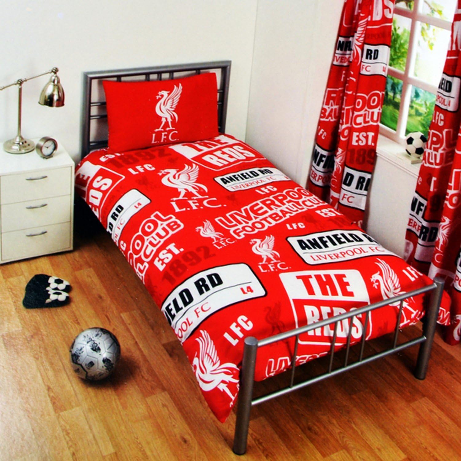 Liverpool FC Childrens/Kids Official Patch Football Crest Duvet Set (Double) (Red)