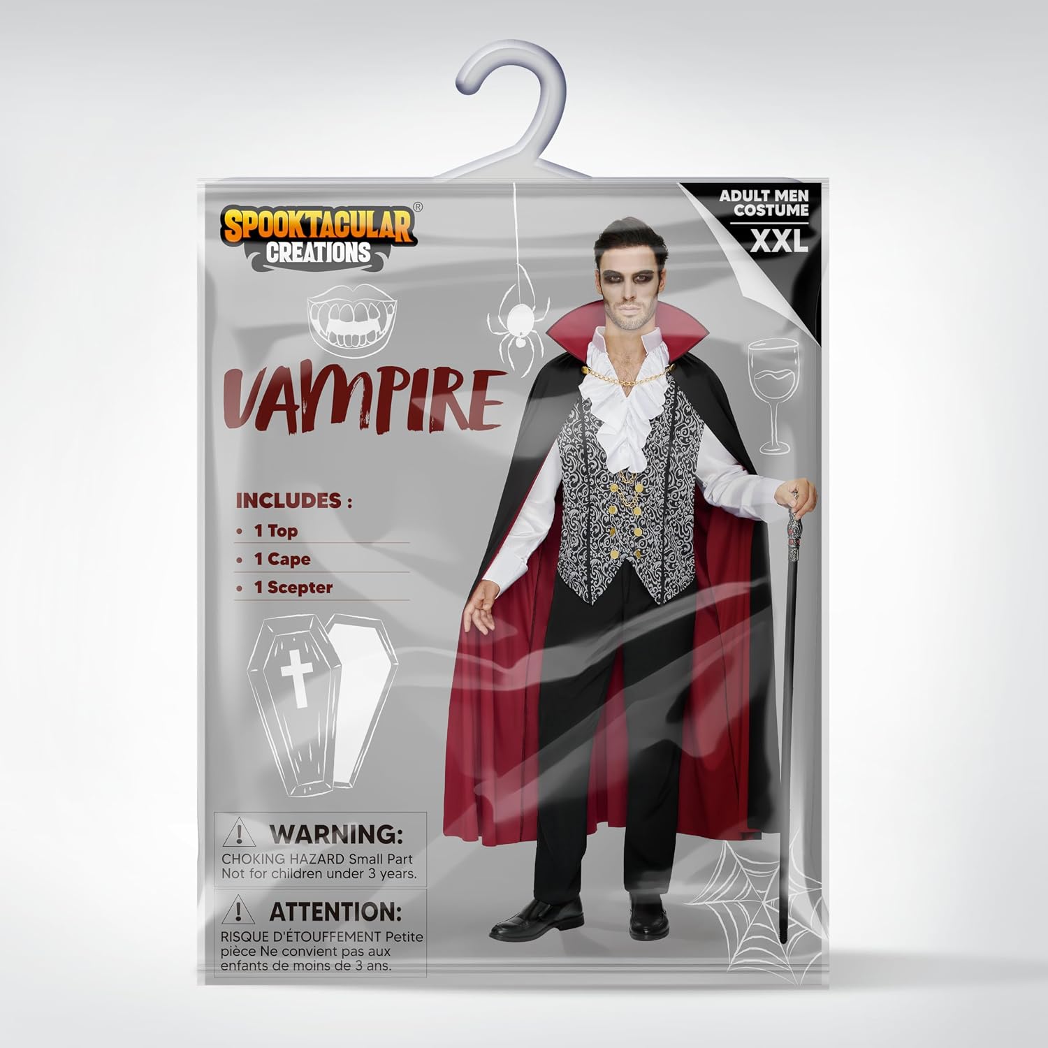Spooktacular Creations Halloween Men Vampire Costume,Halloween Men's Vampire Cape, Dracula Costume Men