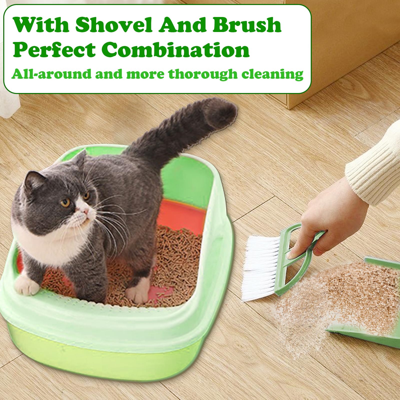 Set Pulizia Lettiera Gatti Zeuwets | Paletta Con Scopa E Pala Polvere | Blu | Manico Lungo | Plastica Resistente