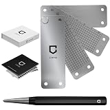 CRYO Placa de metal de almacenamiento de frases criptográficas – Cartera fría Bitcoin recuperación de acero de 12 a 24 palabras de copia de seguridad de palabras – Incombustible impermeable criptomoneda contraseña y clave Keeper (DOT)