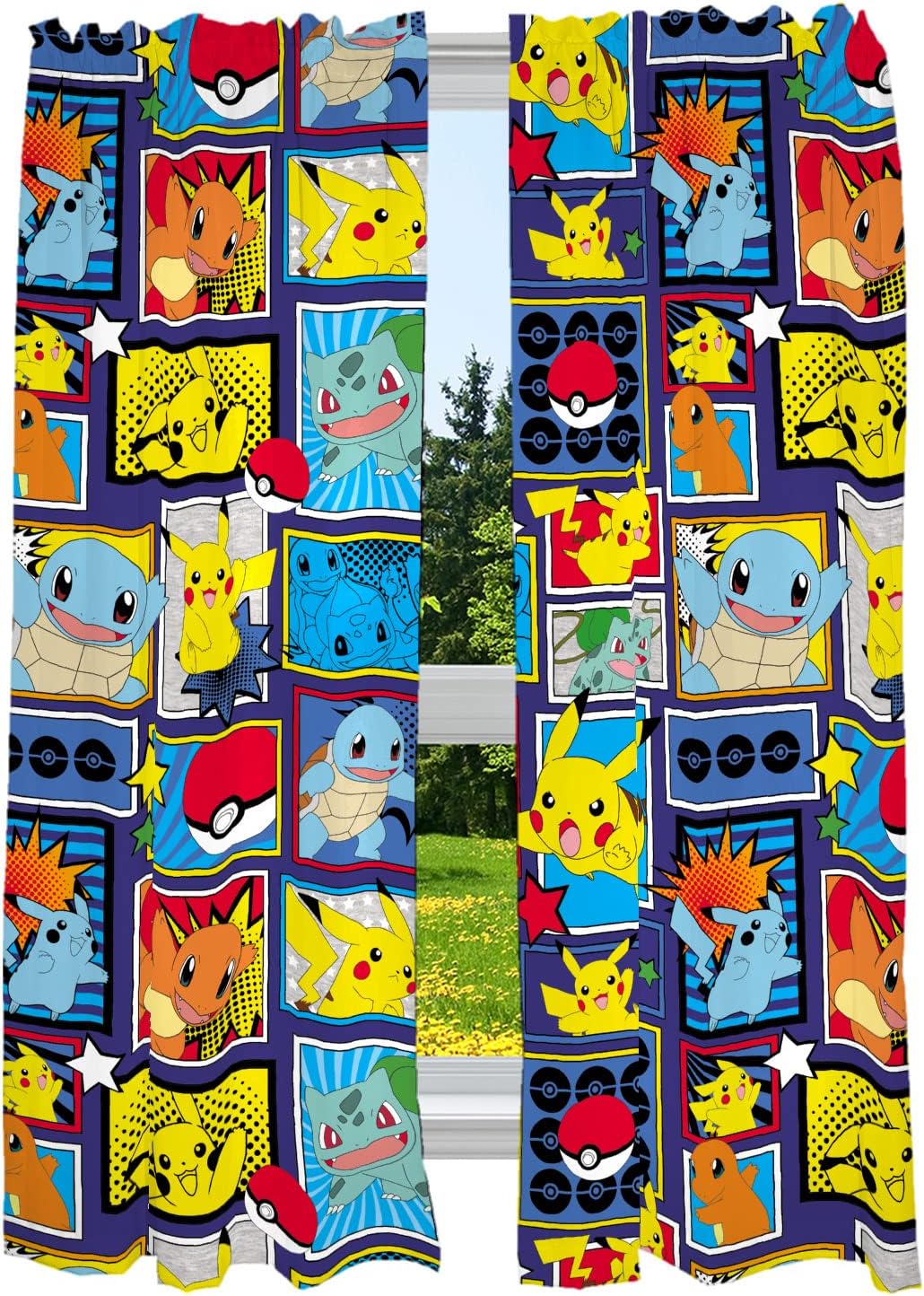 Pokémon Kids Room Window Curtains Drapes Set, 82 x 63 in, (Officially Licensed Product) by Franco