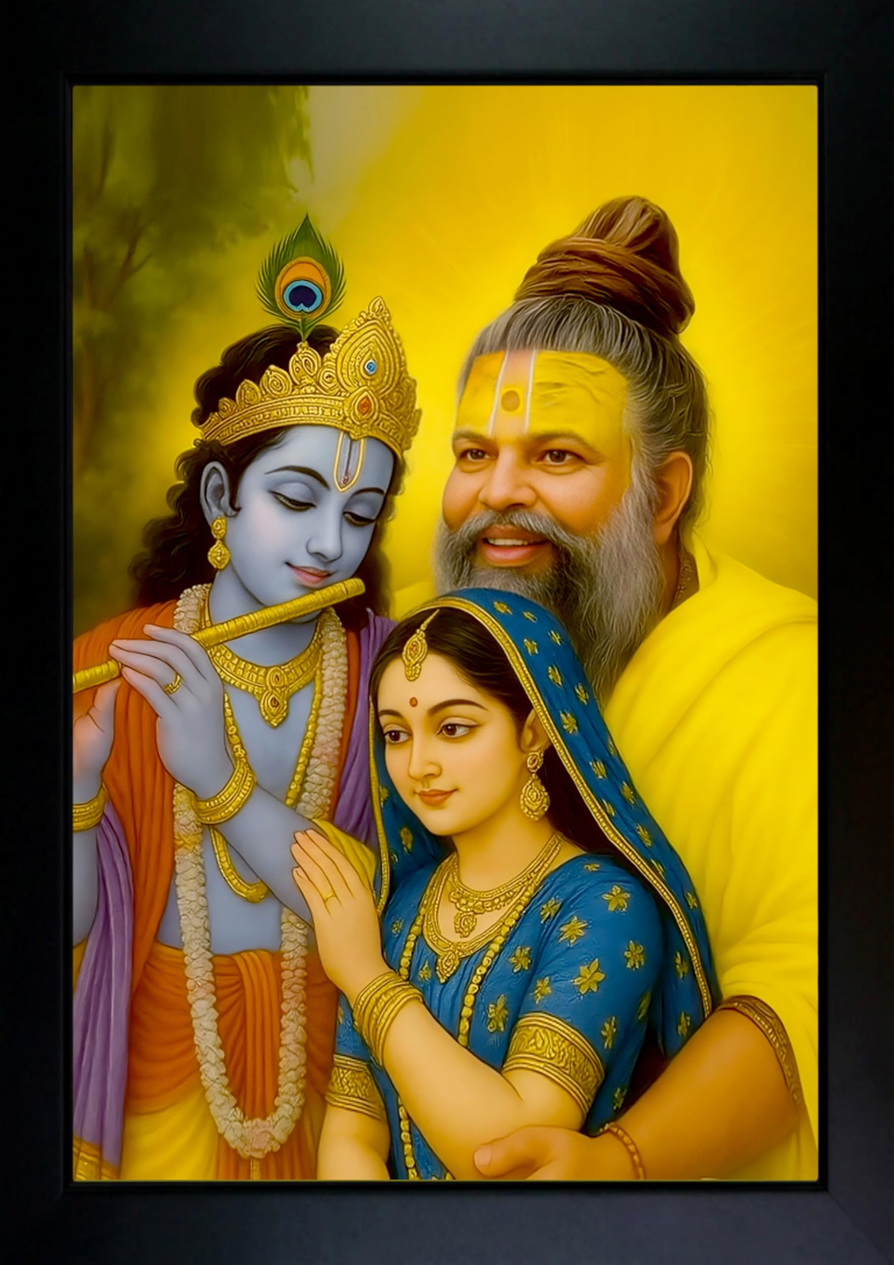 CrowdHall Premanand Ji Maharaj Photo Frame | Shri Premanand Govind Sharan Ji Maharaj Painting With Frame Wall Art for Living Room, Home Decor, Bedroom, Office. (Size 10 X 13.5 inches) (Premanand 06)