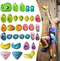 SREHRLY 32PCS Rock Climbing Holds for Kids & Adults - 230lbs Capacity, Indoor/Outdoor Pastel Colors, Easy Install Kit