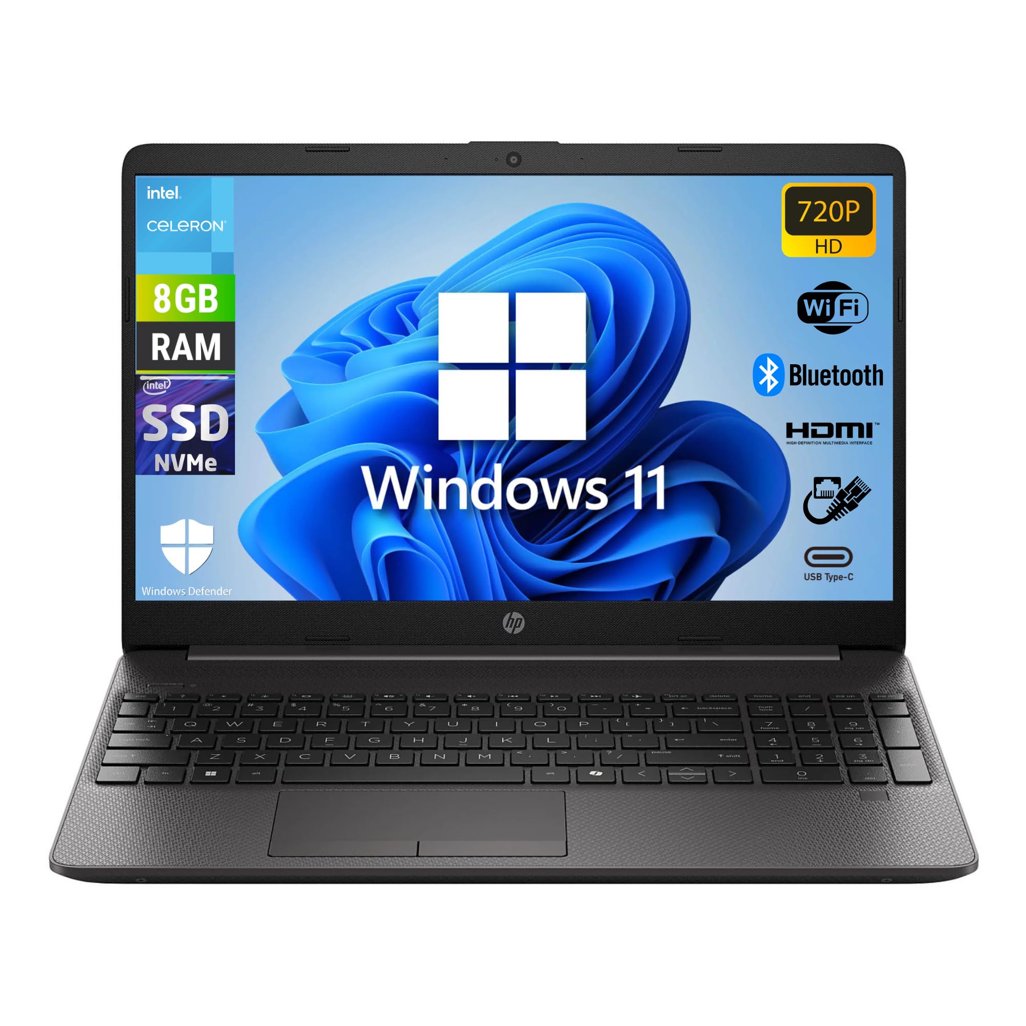 HP 250 G9, Notebook, Intel N4500, 15,6 Zoll HD-Display, RAM 8 GB DDR4, SSD NVMe 256 GB, W11 Pro