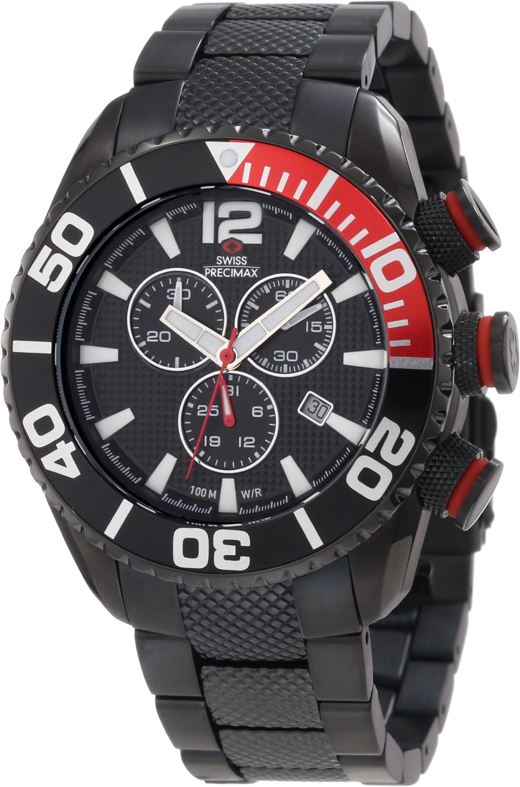 Men's SP12164 Deep Blue Pro II Black Dial with Black Stainless Steel Band Watch