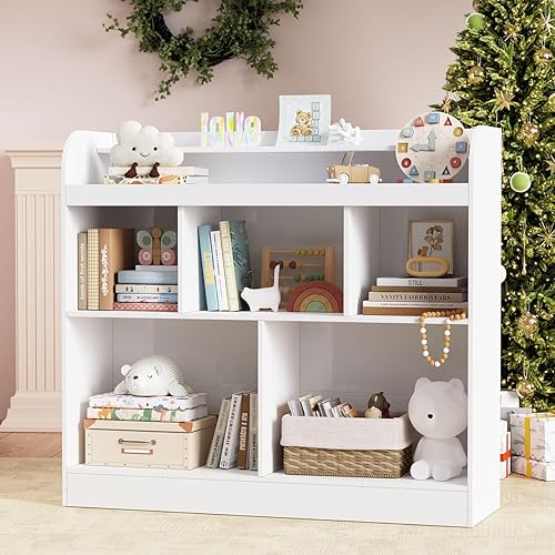 Miniatura 1 de Lkeiyay Estantería para niños, estantería blanca para dormitorio de niños, cubo de almacenamiento de juguetes, estante de juguetes para niños,