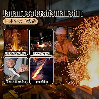 Huusk Knives Japan, Hand Forged Meat Cleaver Knife with Sheath, High Carbon Steel Kitchen Knife for Meat and Vegetables, Full Tang Butcher Knife for Camping, BBQ, Christmas Gift for Men and Women