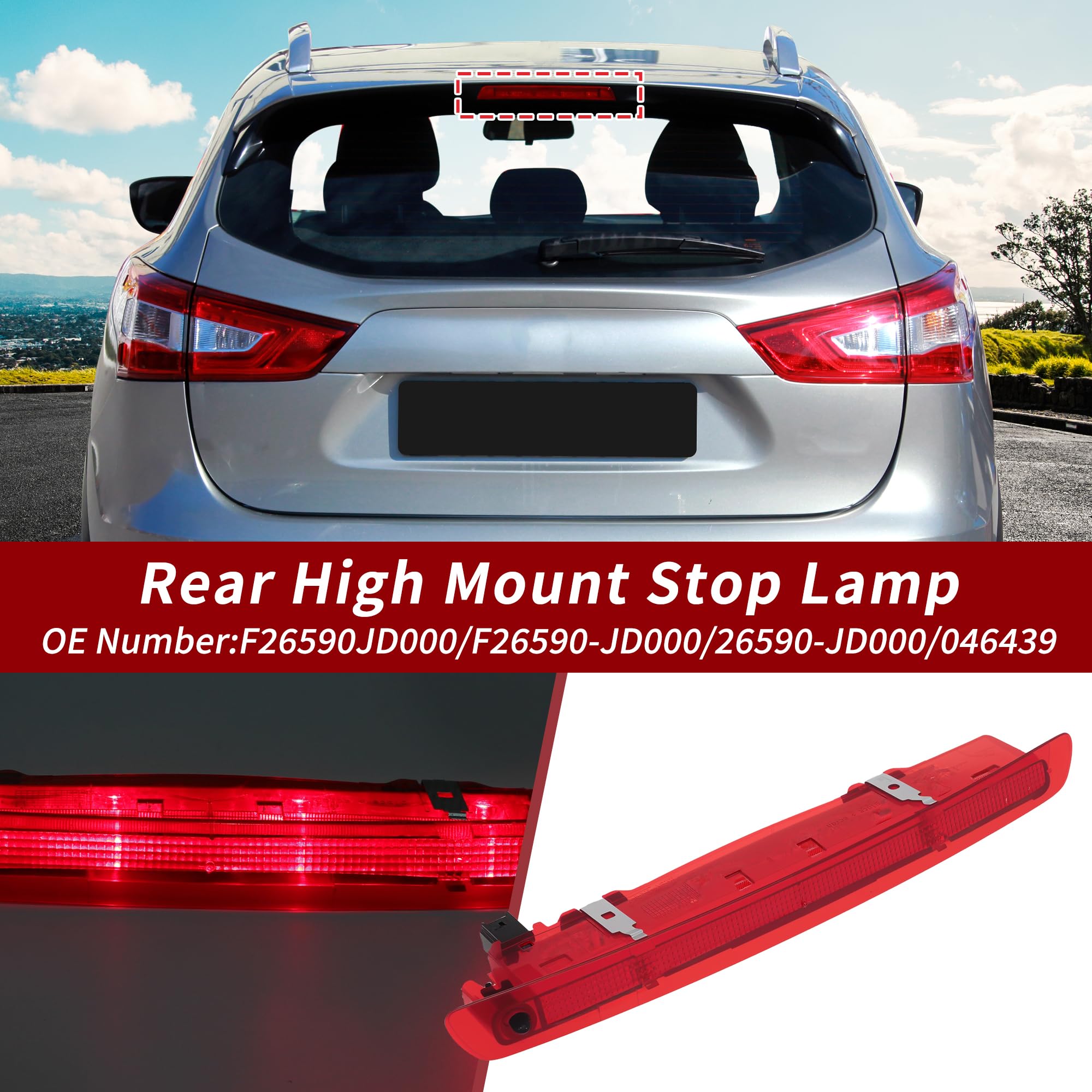 Luce di stop a LED per Nissan Qashqai +2 J10 2007-2015 F26590-JD000 Luce di stop rossa per terza luce di stop montata in alto 26590-JD000 046439
