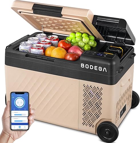 BODEGA COOLER Refrigerador de coche de 12 voltios, congelador portátil de 25 cuartos de galón, refrigerador de automóvil con control por aplicación