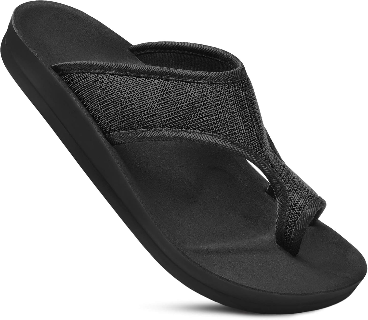 AEROTHOTIC Comfortable Flip Flops for Women with Arch Support Soft Padded Mesh Straps with Breathable Footbed Slip On Footwear Indoor Outdoor Travel Beach walking Sandals Women