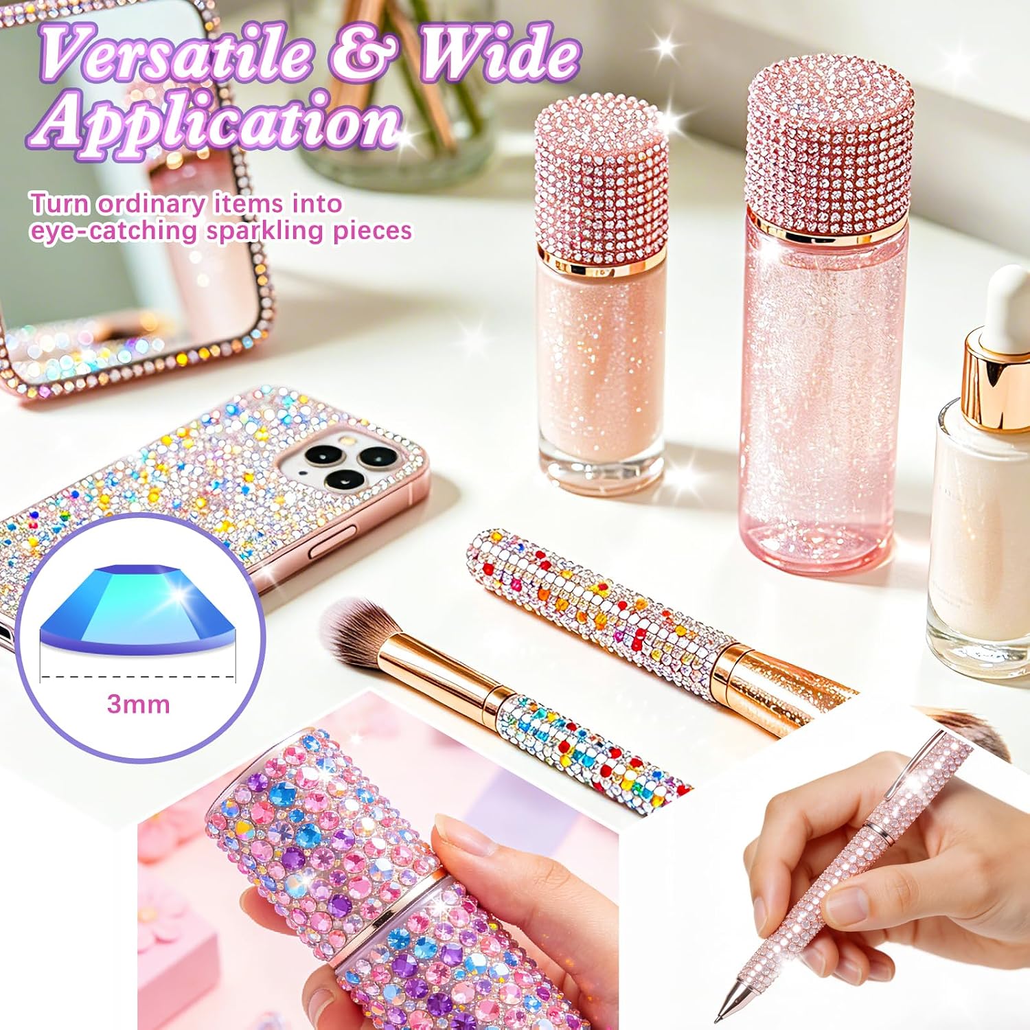 48000Pcs Resin Jelly Rhinestones for Bedazzling, 48 Colors 3mm Multicolor Flatback Gems for Crafting, Bedazzler Kit with Tools for Nail Art Clothing Shoes Book Makeup Gifts