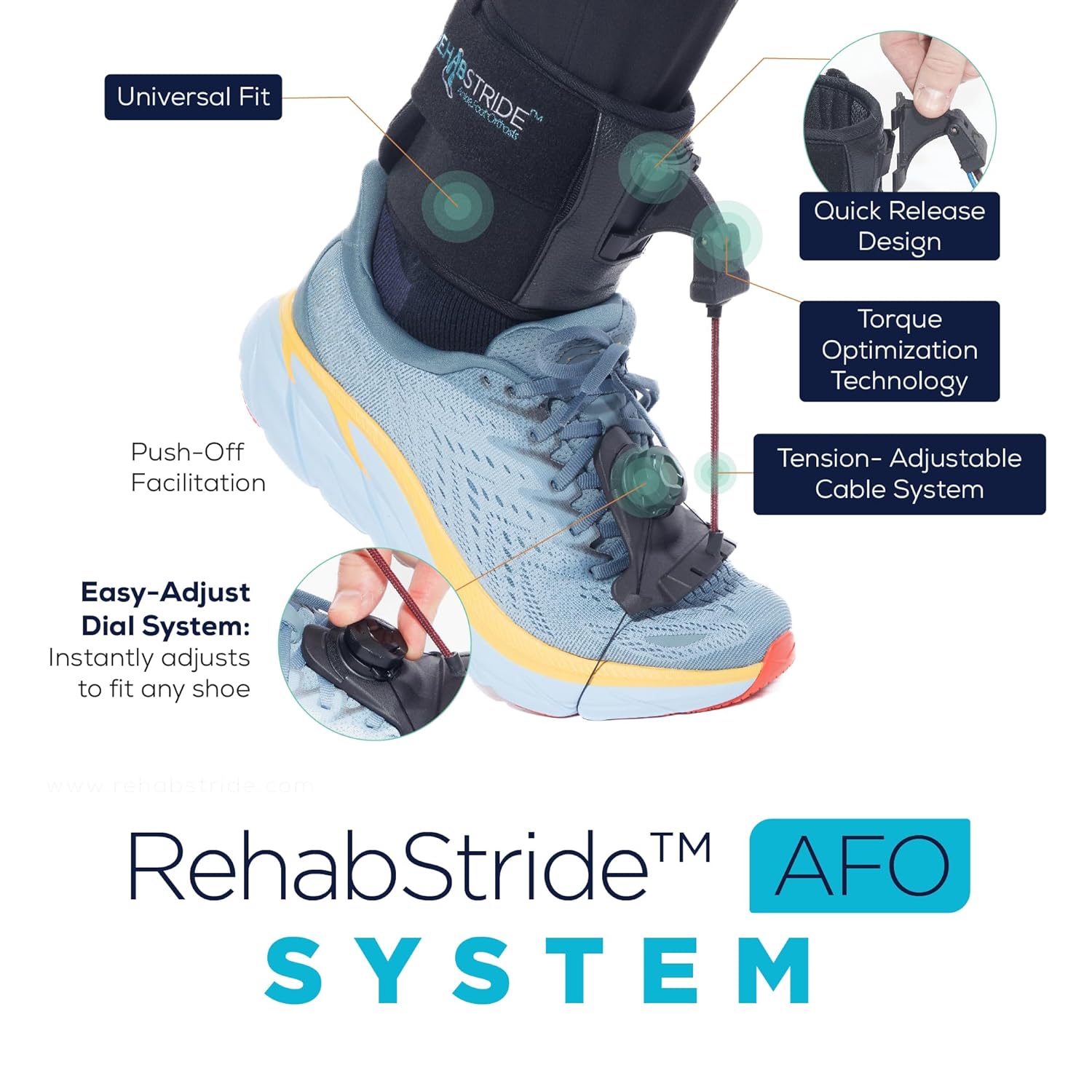 AFO Brace for Foot Drop – Lightweight, Adjustable Ankle Foot Orthosis with Tension Control – Fits Most Shoes – Supports Natural Gait for Stroke Recovery, Peroneal Nerve Injury, Drop Foot