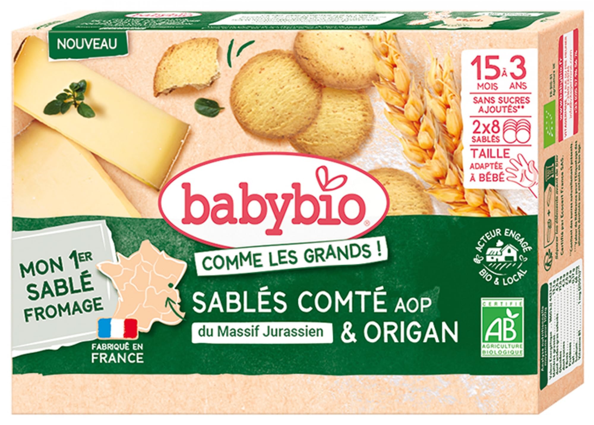 BabyBio Sablé comté AOP du Massif Jurassien & origan