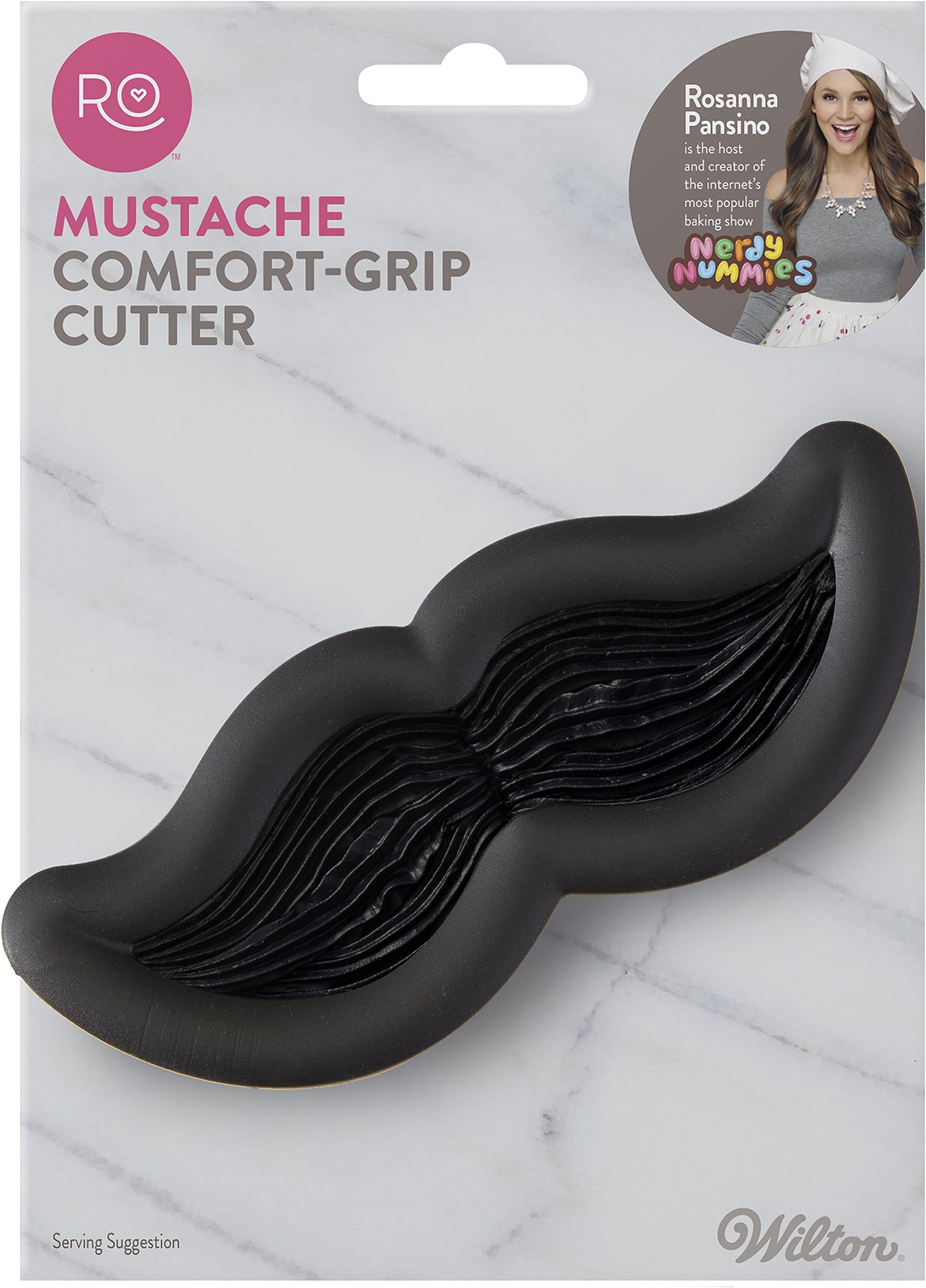 WiltonRosanna Pansino Moustache Comfort Grip Cutter, Stainless Steel, Black, 3.58 x 12.34 x 17.39 cm