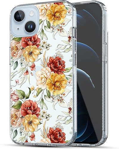 Miniatura 1 de Funda protectora transparente con diseño de flores estéticas para iPhone 15 de 6.1 pulgadas (2023), funda protectora de TPU suave y delgada para