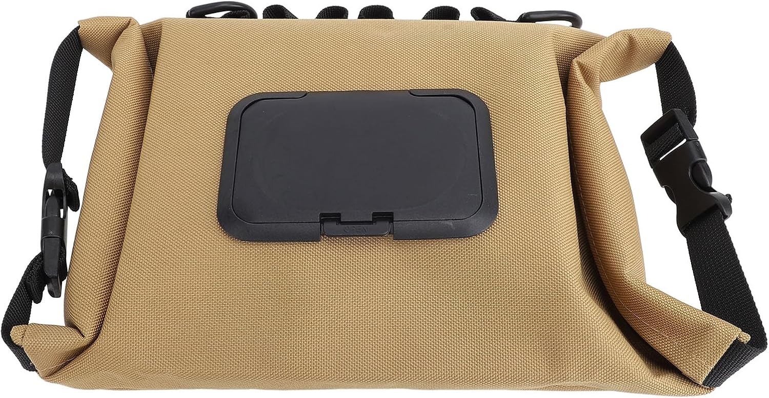 Travel Camping Wipes Dispenser Pull Out Type Large Capacity Canvas Portable Camping Wet Wipe Pouch for Office Car Home (Light Tan)