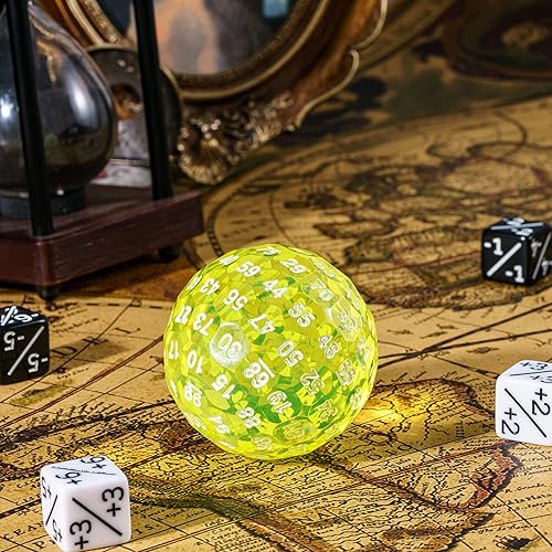 Miniatura 5 de Dados D100 mejorados, dados poliédricos individuales de 100 caras D100 D100 de 1.776 pulgadas, dados de juego D&D D100, cubo de 100 lados con lata