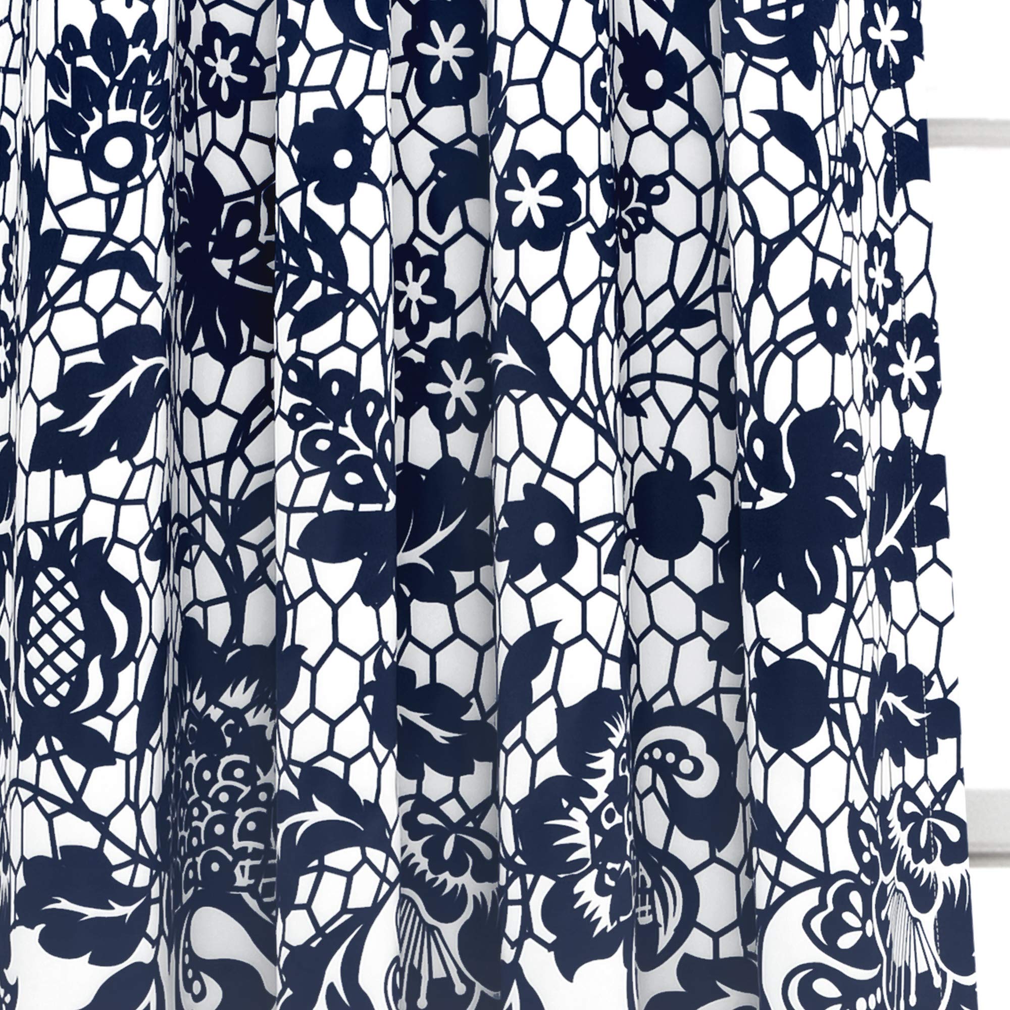 Lush Decor Navy Estate Garden Print Curtains Room Darkening Window Panel Set for Living Dining, Bedroom (Pair) - Image 3