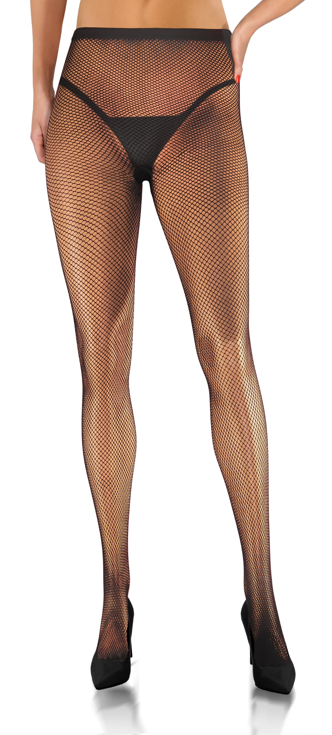 sesto senso Fishnet Tights Fine Mesh Sexy Women's Tight Fishnet Stockings, black, XS-S