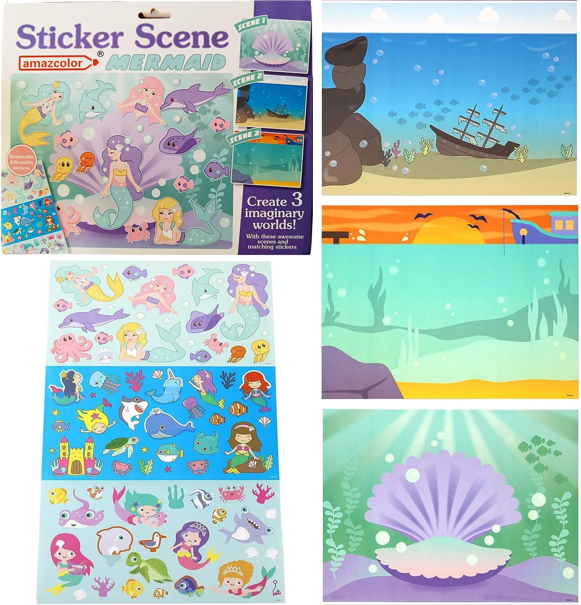 Birthday Popper Mermaid Sticker Book for Kids | 1pc | Removable & Reusable Stickers | Travel Learning Toy, Road Trip Must-Have | Birthday Return Gift for Kids of All Ages (B0CCJSGCL1) Amazon Price History, Amazon Price Tracker