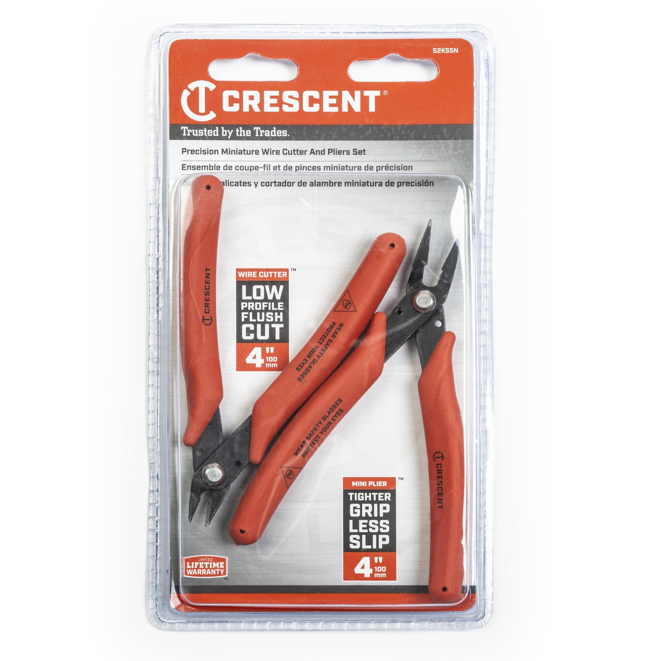 Crescent Shear Cutter Mini Pliers Set - Electrician Tool for up to 20-Gauge AWG Soft Wires (0.8 mm) - Premium Hand Tool - 2-Piece Set - S2KS5NN