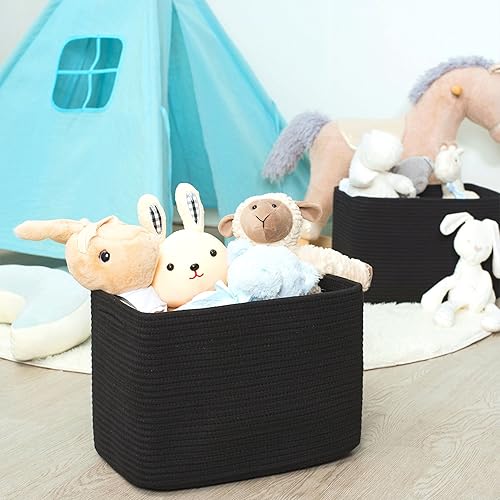 Miniatura 3 de MINTWOOD Design Cesta de almacenamiento para estantes, cestas decorativas para organizar, cesta de libros, caja de cubo de almacenamiento,